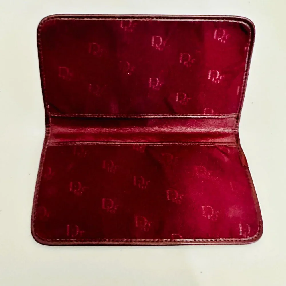 CHRISTIAN DIOR MONOGRAM JACQUARD AND LEATHER BIFOLD CHECKBOOK TRAVEL WALLET